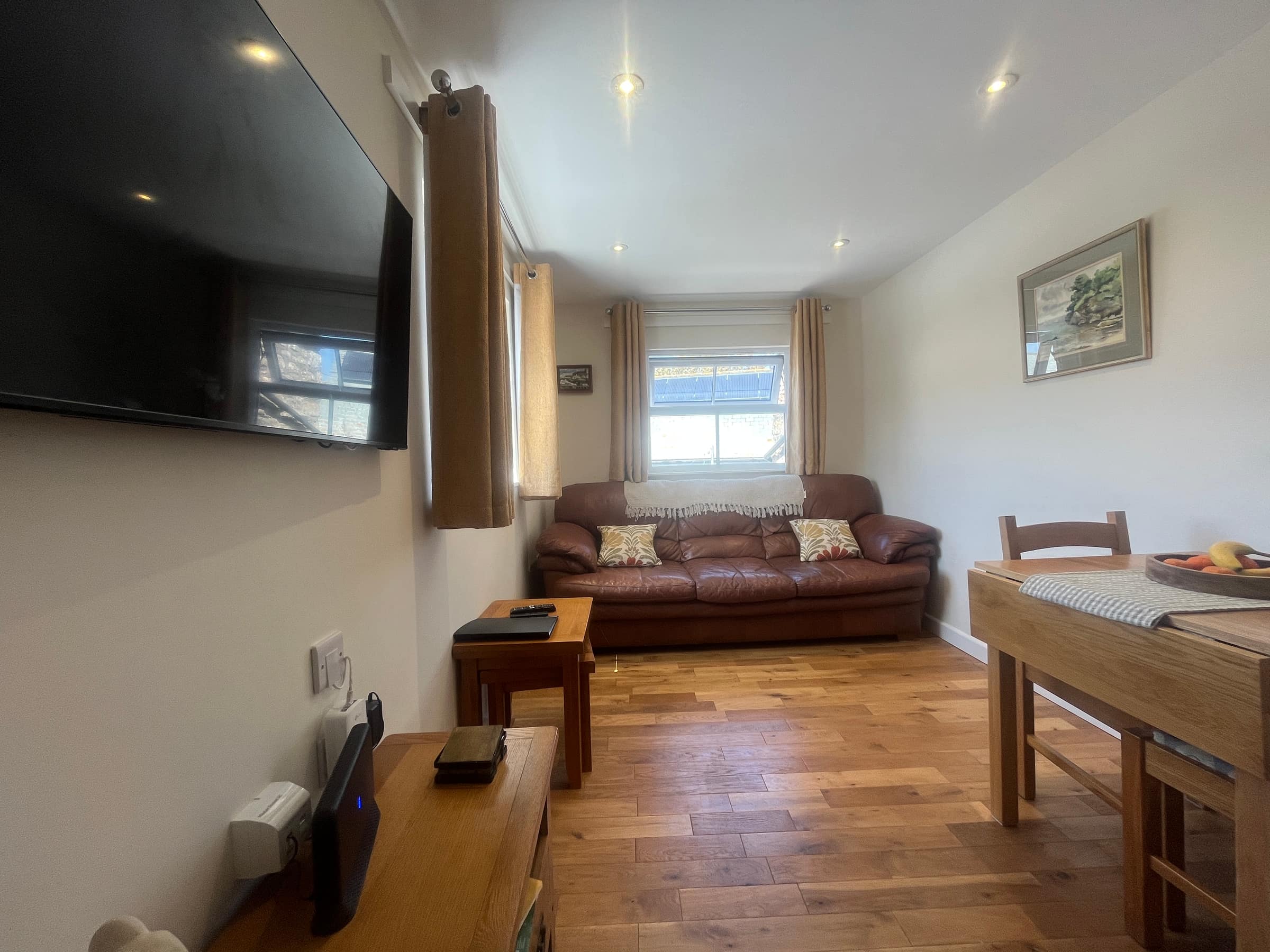 The upstairs sitting and dining room of the Mews House